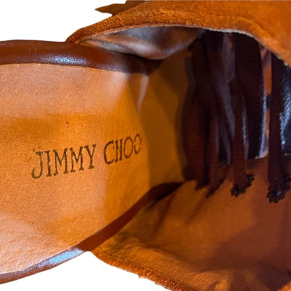 (2 for $45) Jimmy Choo Lace-Up Brown Sandals New - Picture 4 of 6